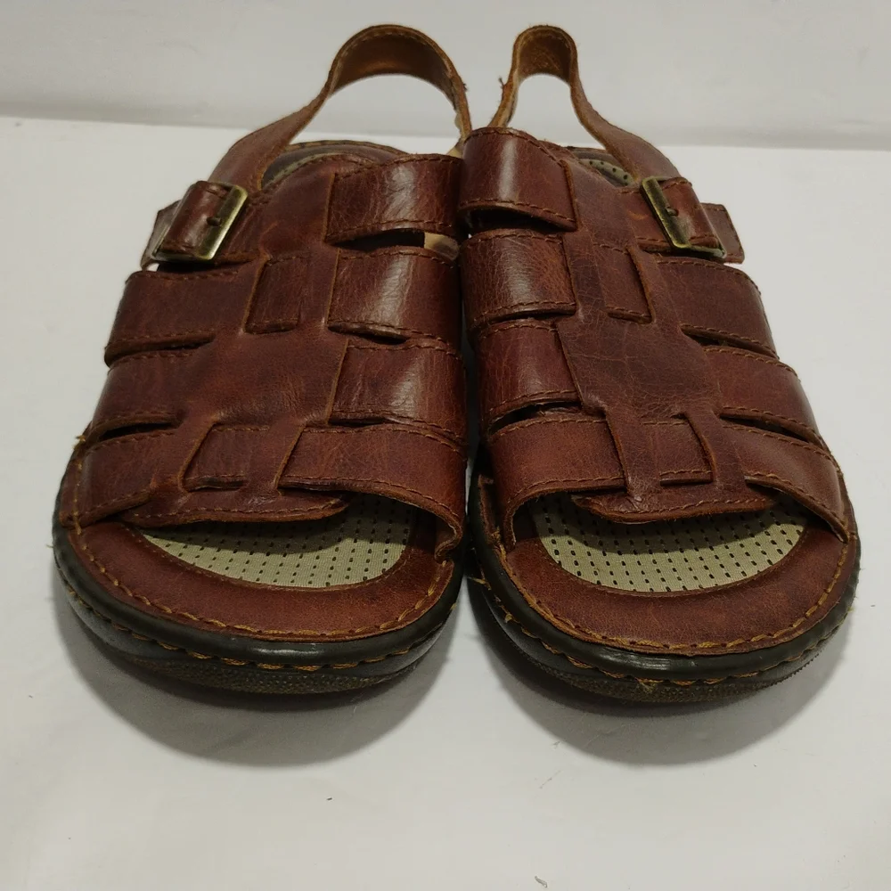 BORN Mens Brown Leather Fisherman Sandals Size 9M